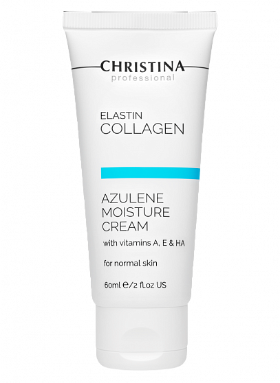 Christina Elastin Collagen Azulene Moisture Cream with Vit. A, E & HA for normal skin – Увлажняющий крем с витаминами A, E и гиалуроновой кислотой для нормальной кожи «Эластин, коллаген, азулен», 60 мл