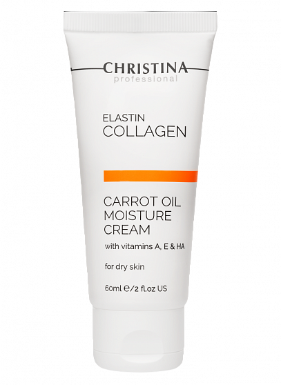 Christina Elastin Collagen Carrot Oil Moisture Cream with Vit. A, E & HA for dry skin – Увлажняющий крем с витаминами A, E и гиалуроновой кислотой «Эластин, коллаген, морковное масло» для сухой кожи, 60 мл