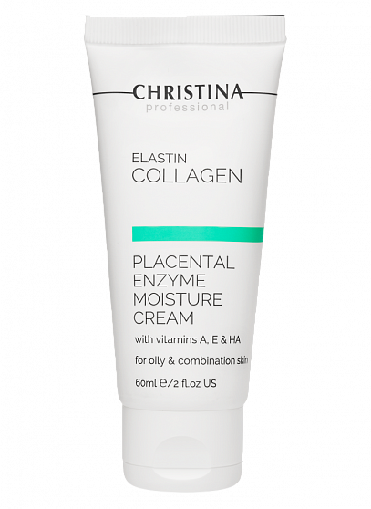 Christina Elastin Collagen Placental Enzyme Moisture Cream with Vit. A, E & HA for oily skin – Увлажняющий крем с витаминами A, E и гиалуроновой кислотой для жирной кожи «Эластин, коллаген, плацентарный фермент», 60 мл