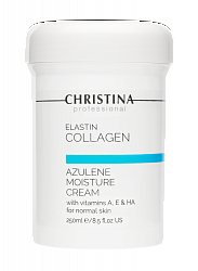Christina Elastin Collagen Azulene Moisture Cream with Vit. A, E & HA for normal skin – Увлажняющий крем с витаминами A, E и гиалуроновой кислотой для нормальной кожи «Эластин, коллаген, азулен», 250 мл