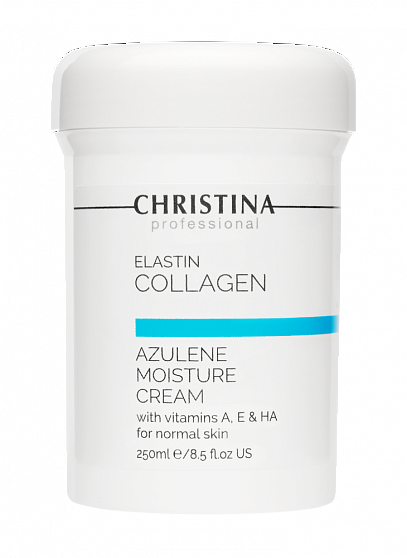 Christina Elastin Collagen Azulene Moisture Cream with Vit. A, E & HA for normal skin – Увлажняющий крем с витаминами A, E и гиалуроновой кислотой для нормальной кожи «Эластин, коллаген, азулен», 250 мл